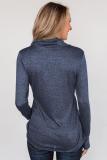 Blue All This Time Zipper Pullover Top