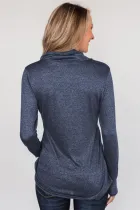 Blue All This Time Zipper Pullover Top