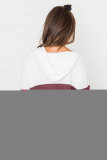 Red Color Block Drawstring Thumbhole Hoodie