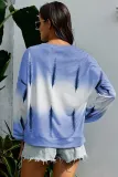 Sky Blue Color Block Tie Dye Pullover Sweatshirt