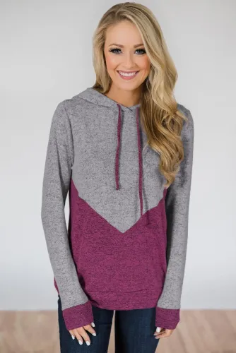 Red Rely on You Color Block Hoodie