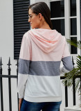 Pink Color Block Zipped Neck Hoodie