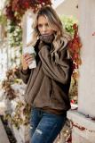 Brown Traverse Pocketed Sherpa Pullover Sweatshirt