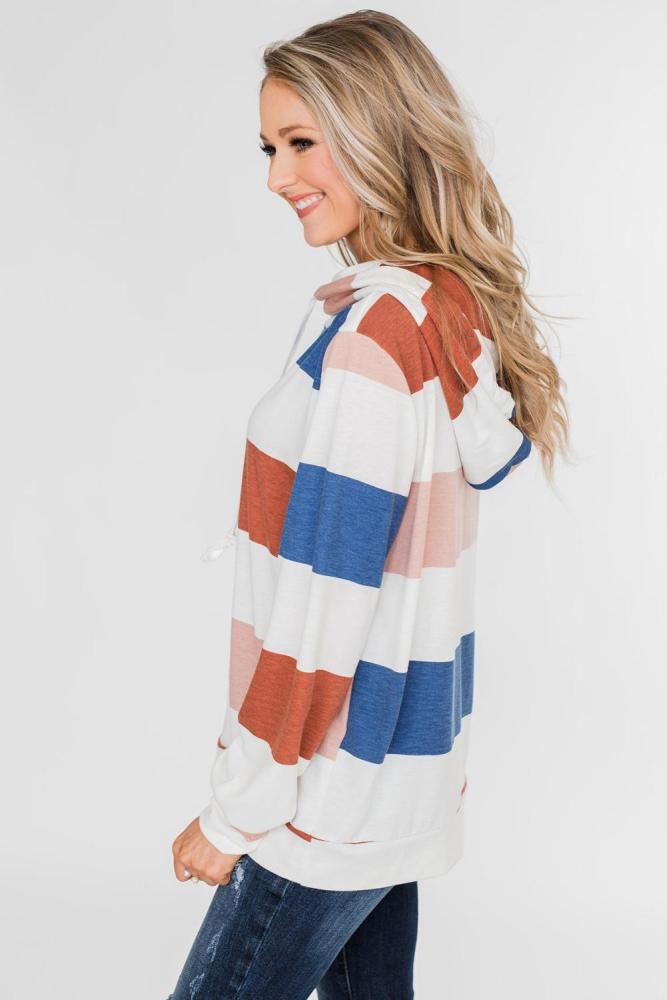 Blue Knocking Overlap Hoodie