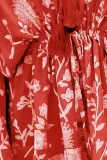 Red Off Shoulder Boho Romper