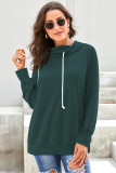 Green Long Sleeve Hoodie with Rope Drawstring