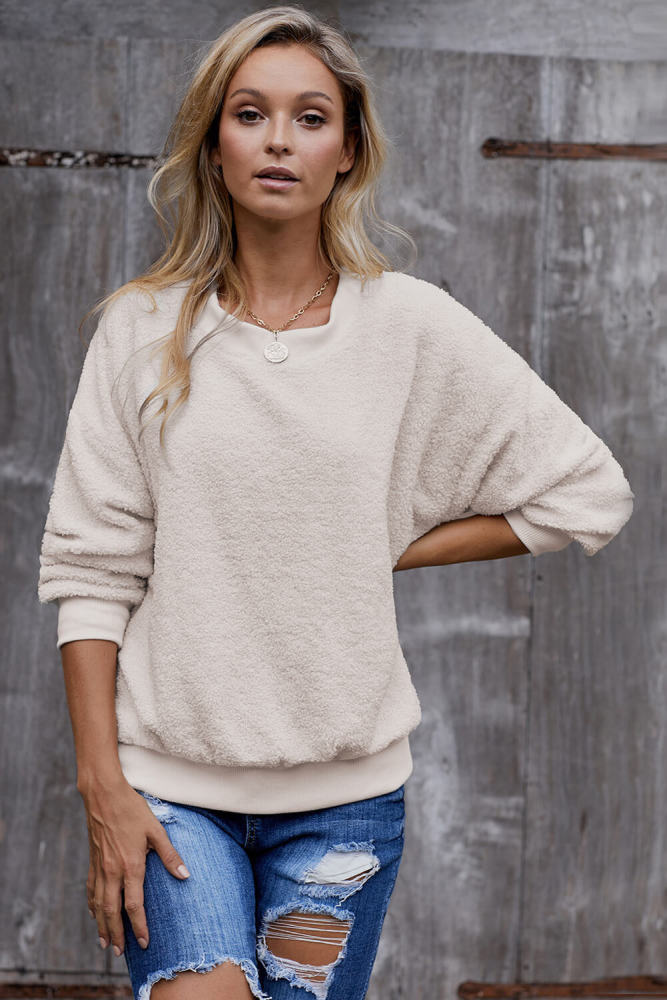 Beige Terry Thread Cashmere Sweatshirt