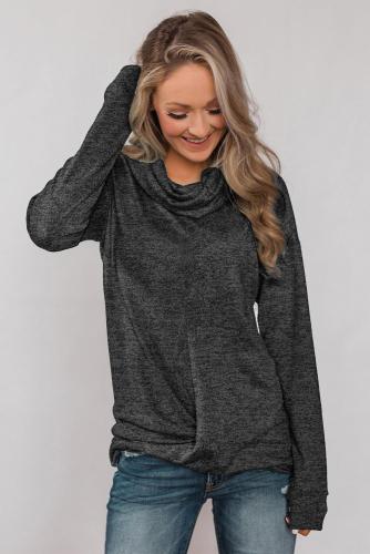 Black Twist of Winter Cowl Neck Top