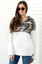 Green Fuzzy Pullover with Camo Detail