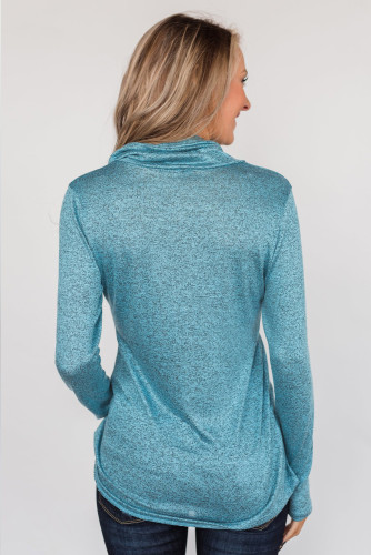 Sky Blue All This Time Zipper Pullover Top