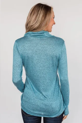 Sky Blue All This Time Zipper Pullover Top