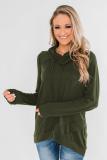 Green Casual Cowl Neck Pullover Sweatshirt