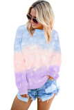 Multicolour Color Block Tie Dye Pullover Sweatshirt