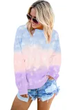 Multicolour Color Block Tie Dye Pullover Sweatshirt
