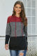 Red Color Block Long Sleeve Pullover Knit Hoodie