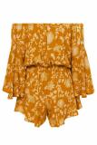 Yellow Off Shoulder Boho Romper