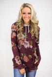 Red Floral Cowl Neck Sweatshirt