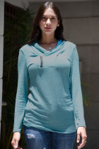 Sky Blue All This Time Zipper Pullover Top
