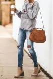 Christmas Tree Letters Print Pullover Sweatshirt