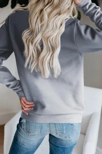 6Gray Ombre Kangroo Pocket Pullover Sweatshirt