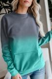 Blue Ombre Kangroo Pocket Pullover Sweatshirt