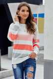 White Dreaming of Spring Striped Pullover Top