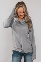 Gray Twist of Winter Cowl Neck Top
