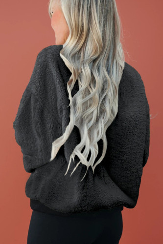 Gray Fleece Pullover Sweatshirt