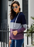 Purple Color Block Zipped Neck Hoodie