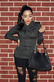 Black All This Time Zipper Pullover Top