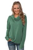 Green Twist of Winter Cowl Neck Top