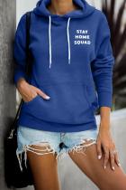 Blue Stay Home Squad Pocketed Cotton Blend Hoodie
