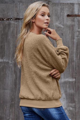 Khaki Terry Thread Cashmere Sweathshirt