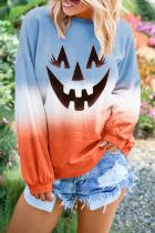 Ombre Color Block Halloween Pumpkin Sweatshirt