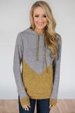 Yellow Rely on You Color Block Hoodie
