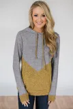Yellow Rely on You Color Block Hoodie
