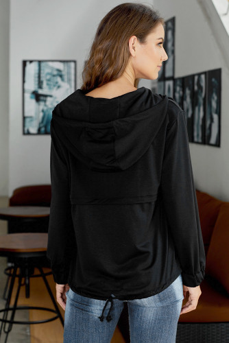 Black Alpine Drawstring Hoodie
