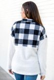Black Fuzzy Pullover with Plaid Detail
