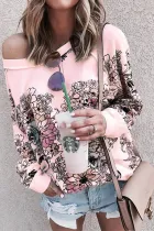 Pink Free People Go on Floral Printed Pullover