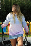 Multicolour Color Block Tie Dye Pullover Sweatshirt