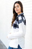 Black Fuzzy Pullover with Plaid Detail