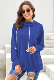 Blue Long Sleeve Hoodie with Rope Drawstring