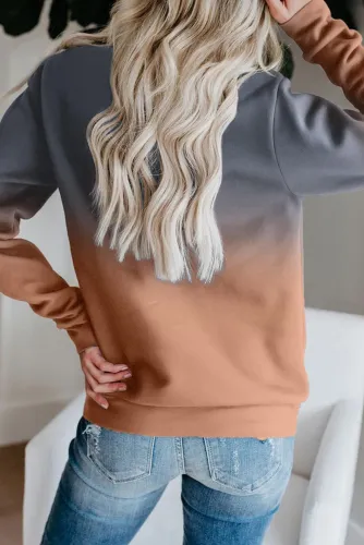 7Orange Ombre Kangroo Pocket Pullover Sweatshirt