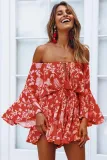 Red Off Shoulder Boho Romper