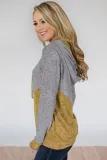 Yellow Rely on You Color Block Hoodie
