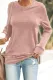 Pink Crewneck Long Sleeve Casual Solid Sweatshirt