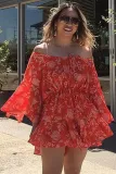 Red Off Shoulder Boho Romper