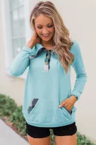 Green Touch of Plaid Pullover Button Sweatshirt