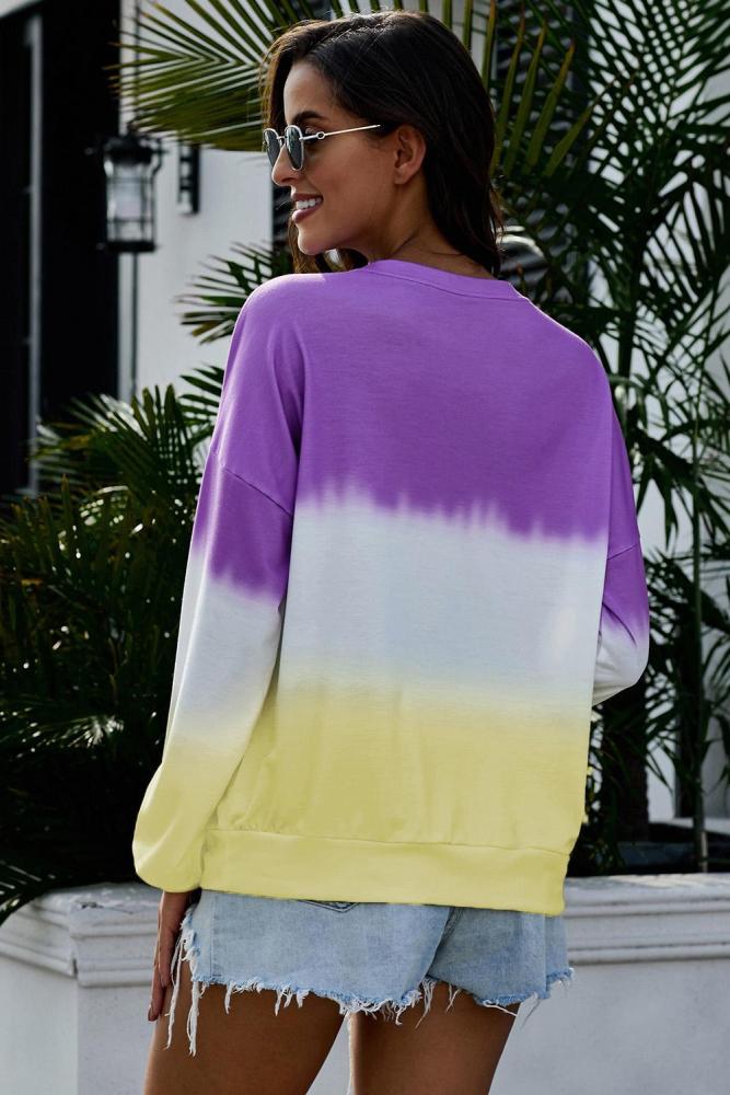 Modena Color Block Tie Dye Pullover Sweatshirt