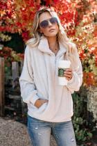 White Traverse Pocketed Sherpa Pullover Sweatshirt